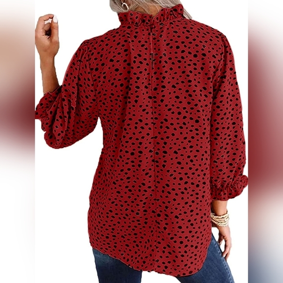 Printed ruffle high neck blouse - Picture 2 of 7